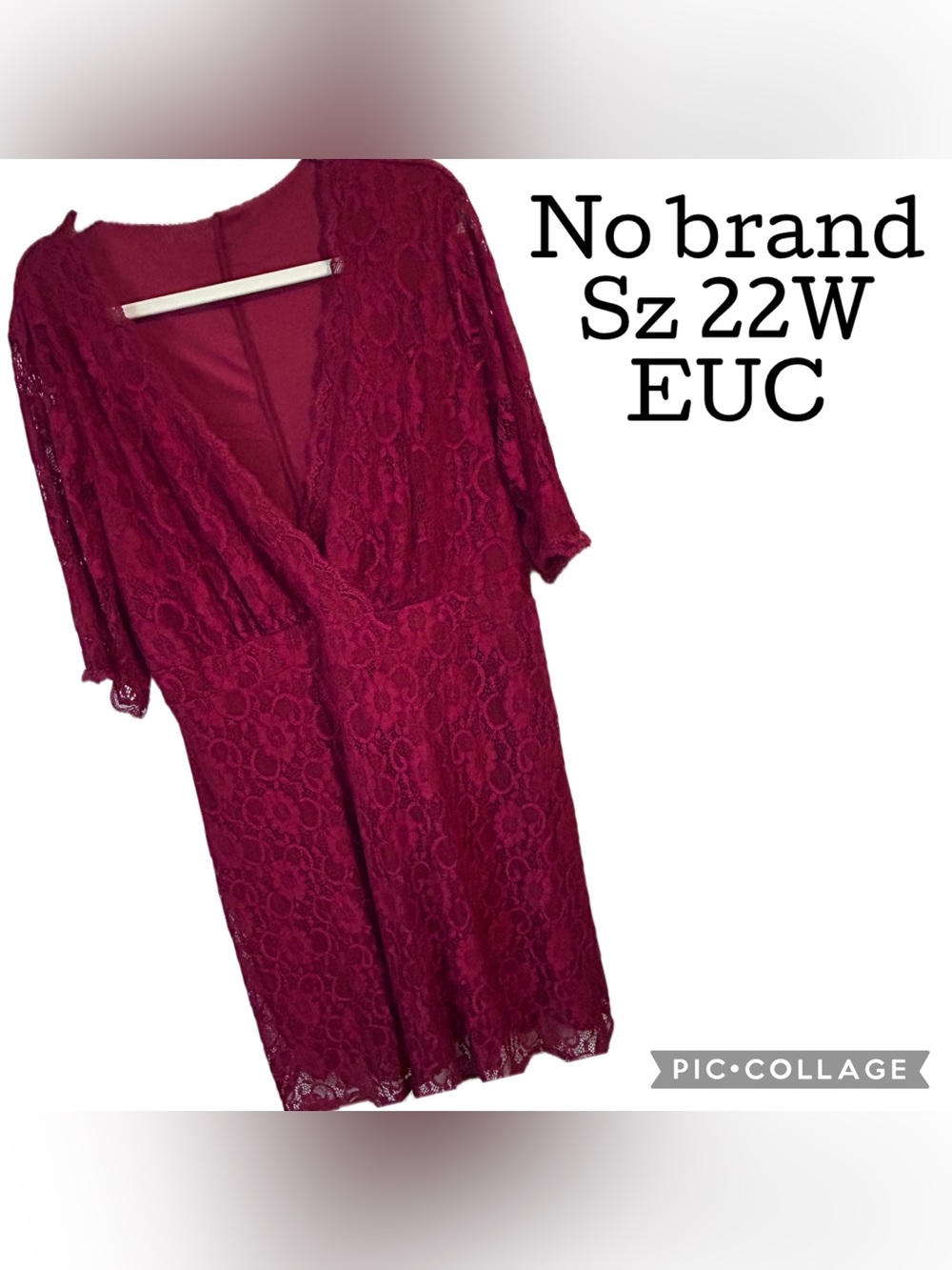 Burgundy Lace Faux Wrap Dress sz 22W